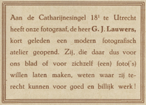 717349 Advertentie van het weekblad 'Utrecht in Woord en Beeld', Boothstraat 3 te Utrecht, betreffende de verhuizing ...